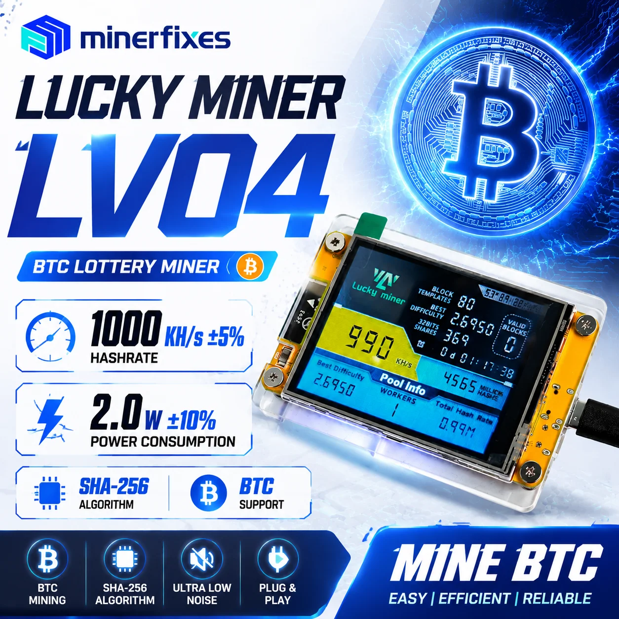 Espressif Esp32 - جهاز تعدين Lucky Miner LV04 NerdMiner
