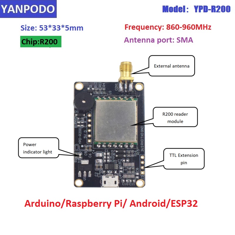 وحدة قارئ RFID UHF مع شريحة R2 - مراجعة Esp32 Uart Module وسعره