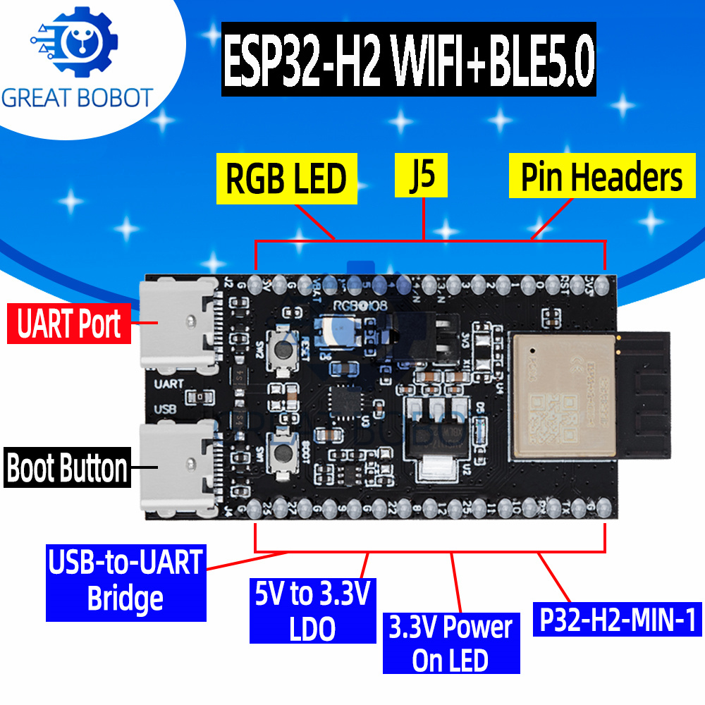 1 ~ 10 قطعة ESP32-H2-DevKitM W - مراجعة Esp32 H2 وسعره